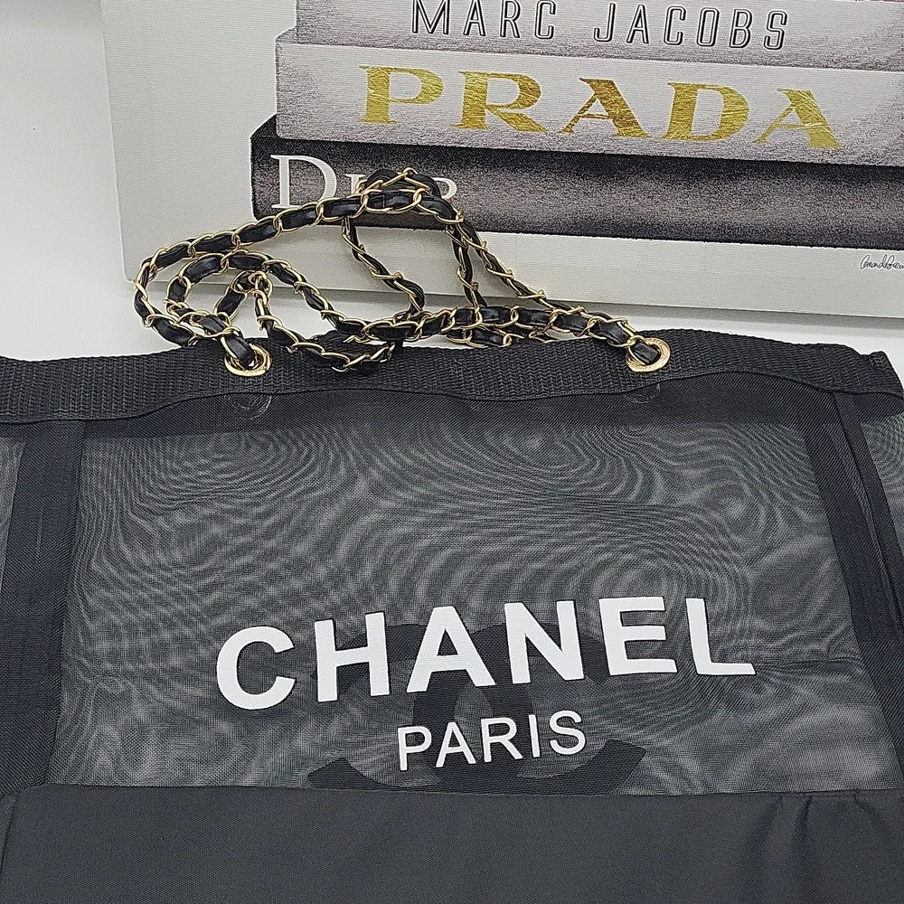 New, Chanel Beauty Mesh Tote & cosmetic pouch
